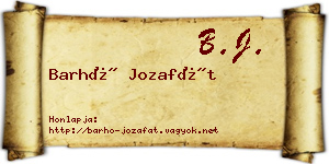 Barhó Jozafát névjegykártya